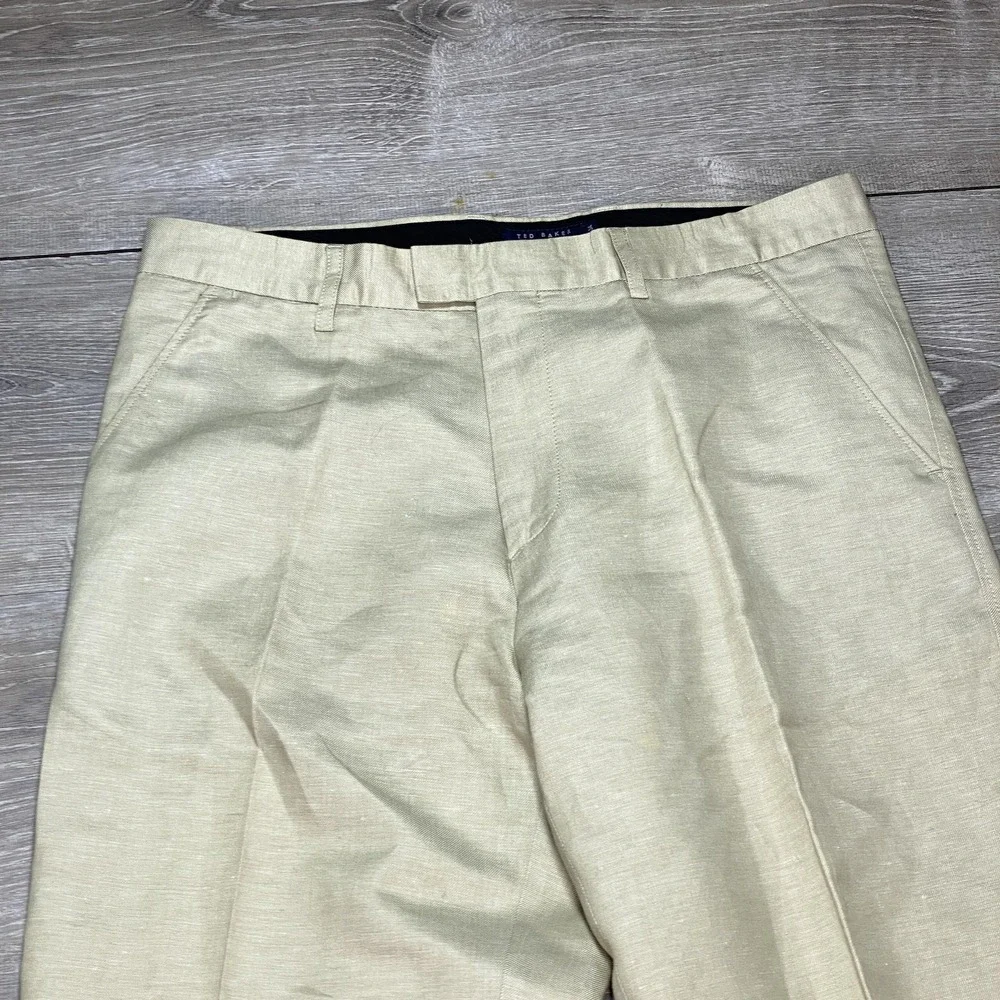 Ted Baker London Pants Mens 34 Beige Khaki Flat Front Dress Chino Trousers
